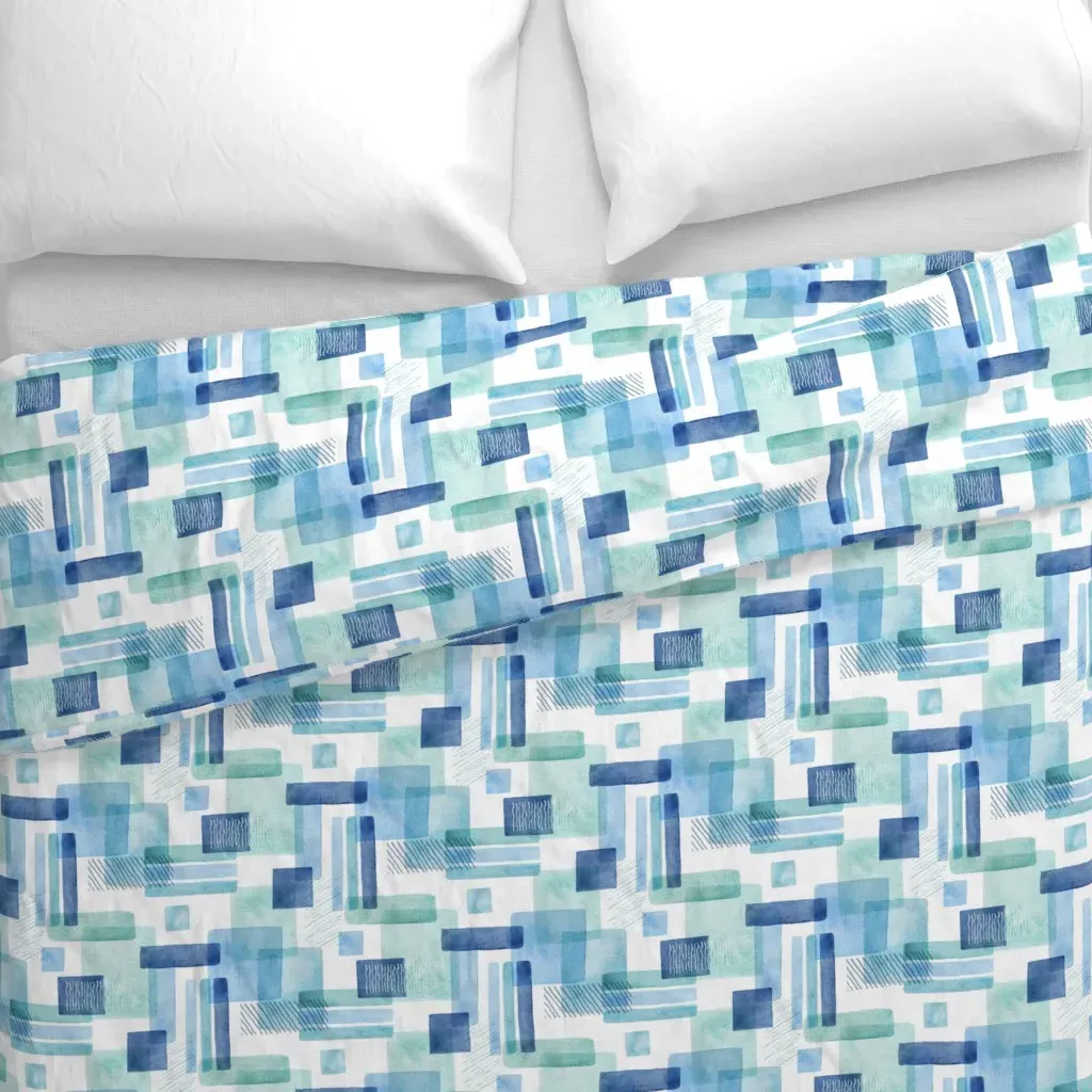 Wonky Watercolour Duvet Cover - Teal alternate view