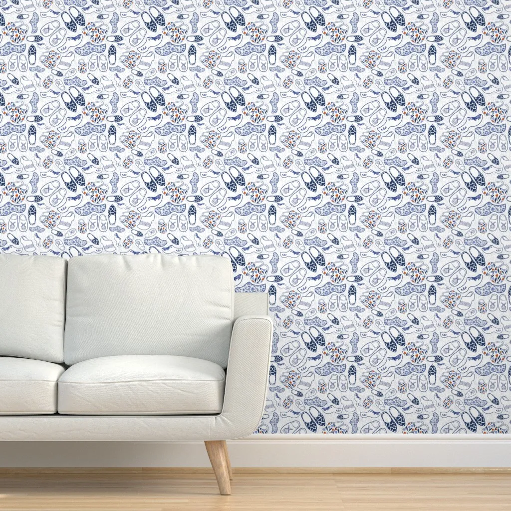 Wooden Shoes Peel and Stick Wallpaper - Blue product