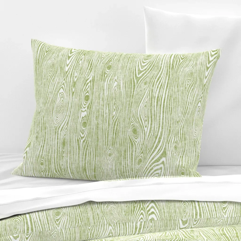 Woodgrain Lime Standard Knife Edge Cushion Cover - Sage Green, Cotton Sateen product