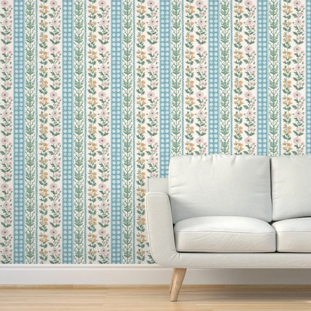 Woodhouse Wildflower Stripe Peel and Stick Wallpaper - Green, Blue product