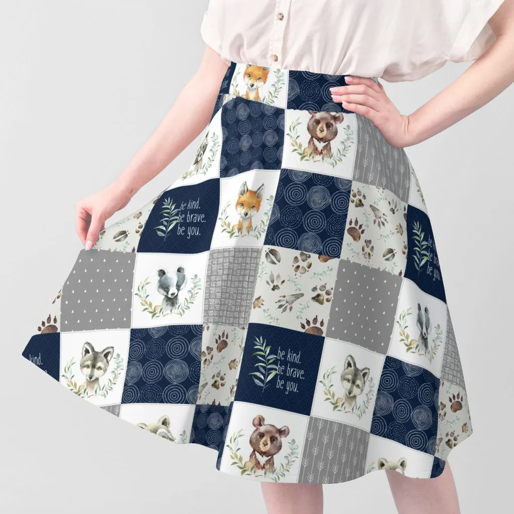 Woodland Animal Tracks Patchwork Quilt Top Fabric - Grey, Pique alternate view