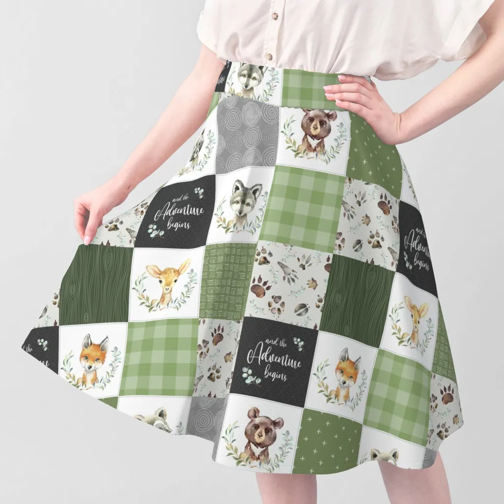 Woodland Animal Tracks Patchwork Quilt Top - Sage Green alternate view