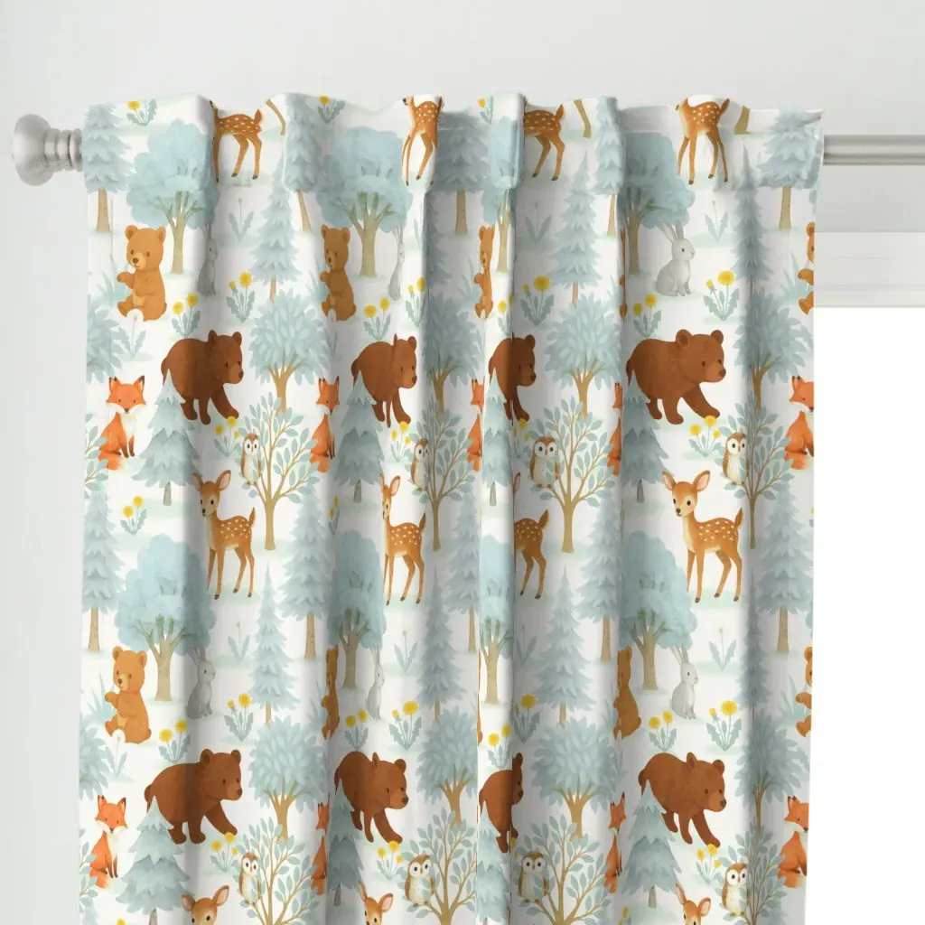 Woodland Animals Curtain Panel - Brown alternate view