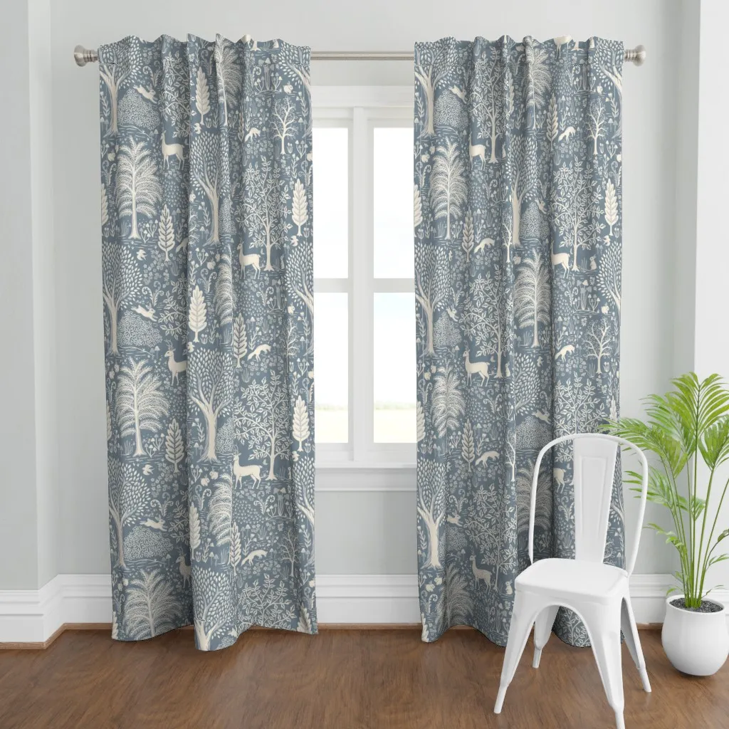 Woodland Animals Deer Curtain Panel - Blue product