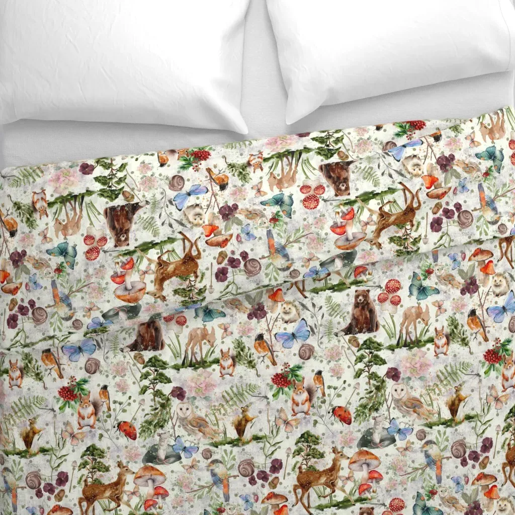 Woodland Animals Silhouettes Duvet Cover - Off-White alternate view