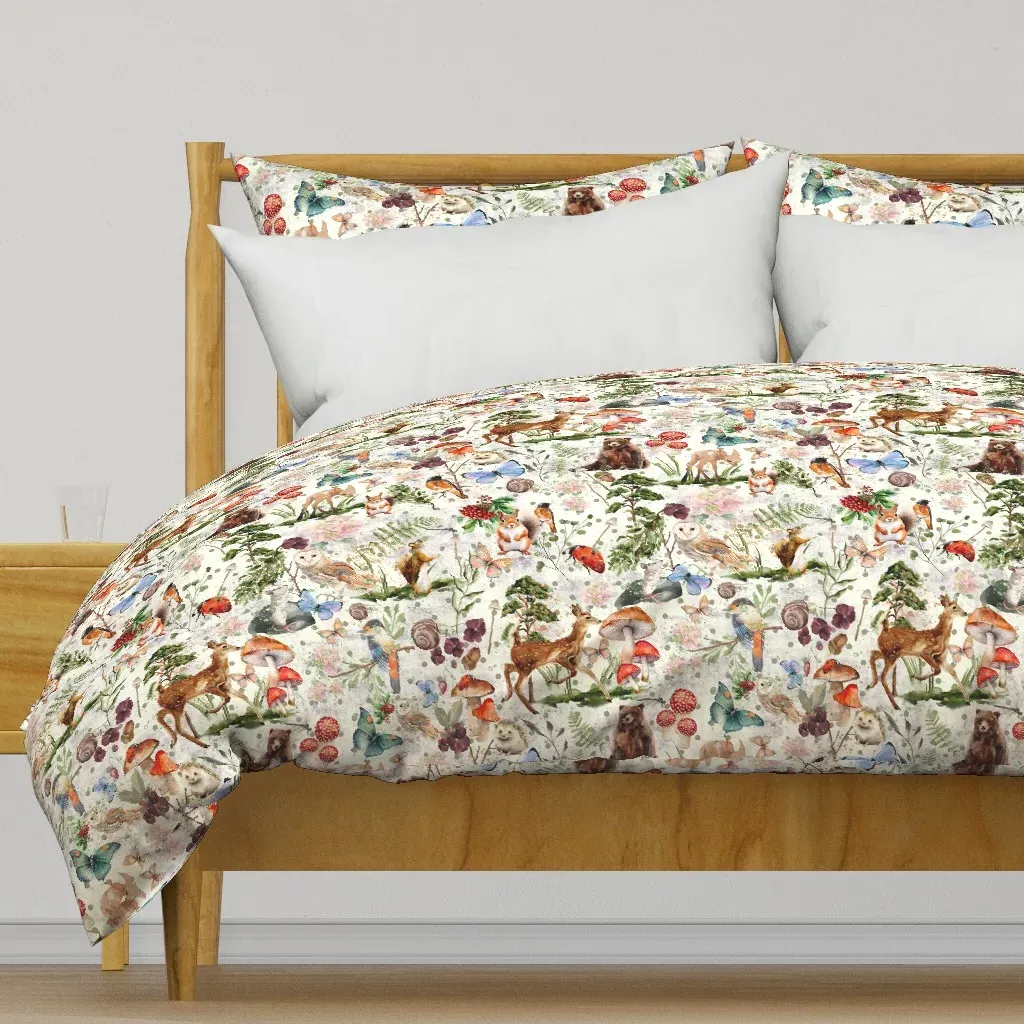 Woodland Animals Silhouettes Duvet Cover - Off-White product