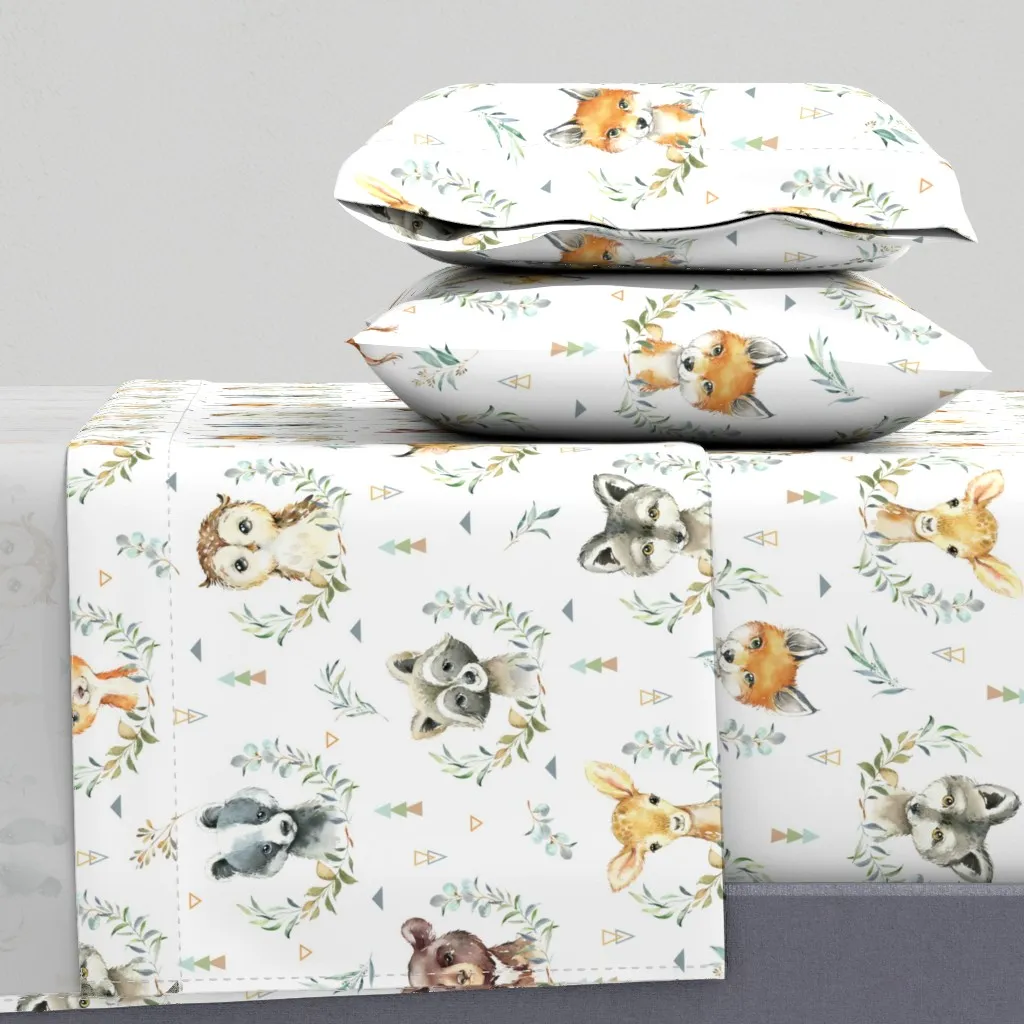 Woodland Animals Style A Larger Scale Full Sheet Set - White product