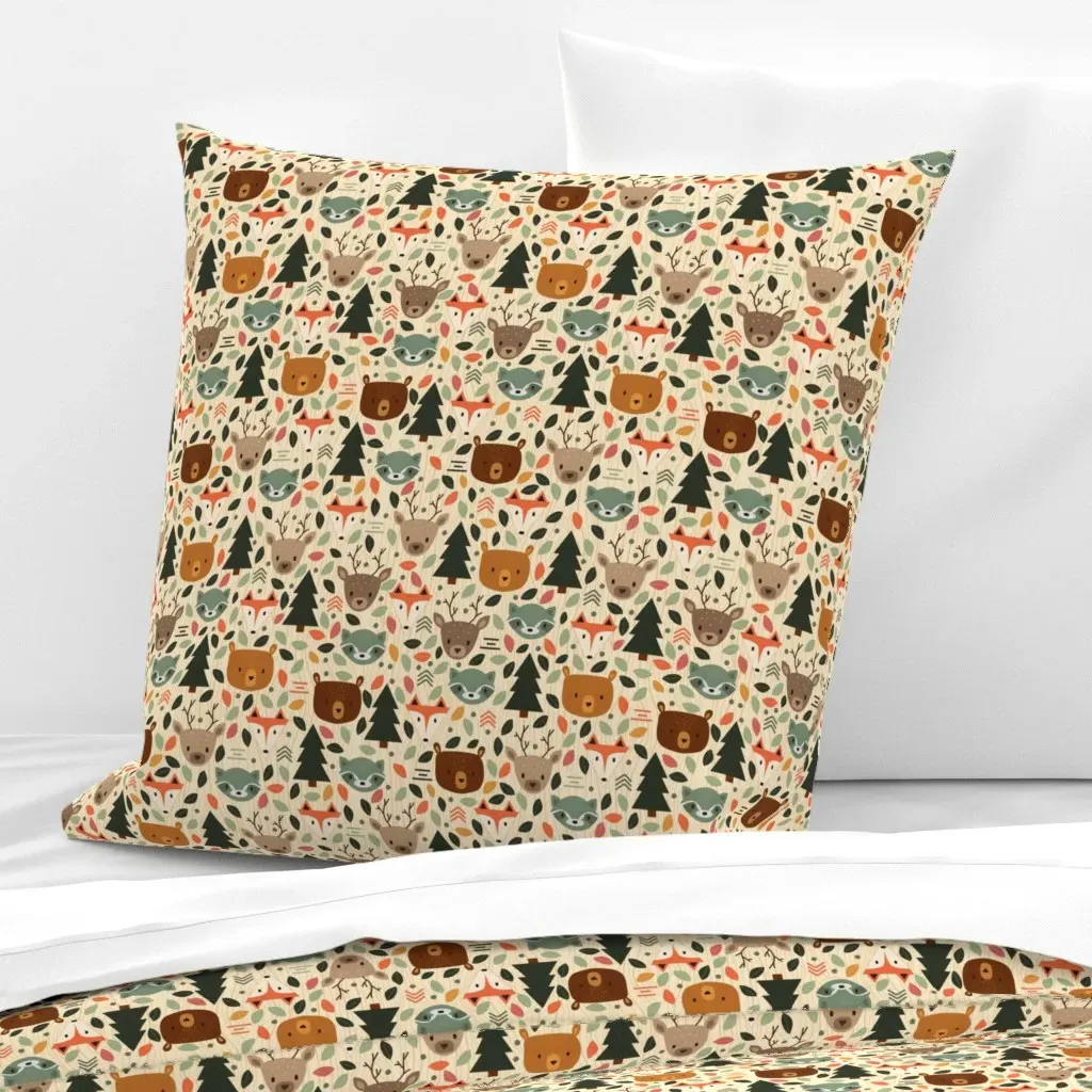 Woodland Creatures Euro Pillow Sham - Beige product
