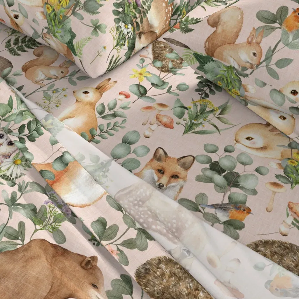 Woodland Creatures Queen Size Sheet Set - Pink alternate view