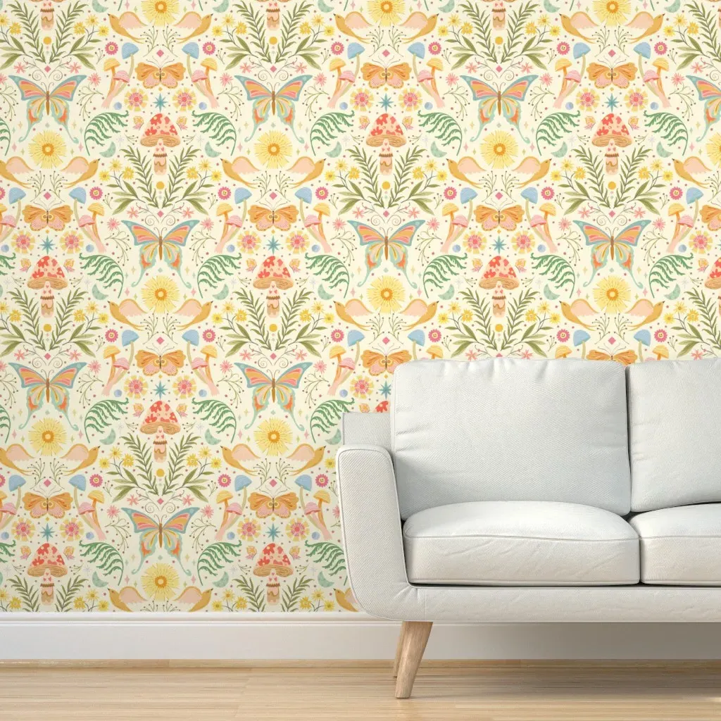 Woodland Damask Peel and Stick Wallpaper - Yellow product