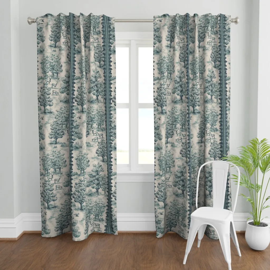 Woodland Deer And Fox Curtain Panel - Blue product