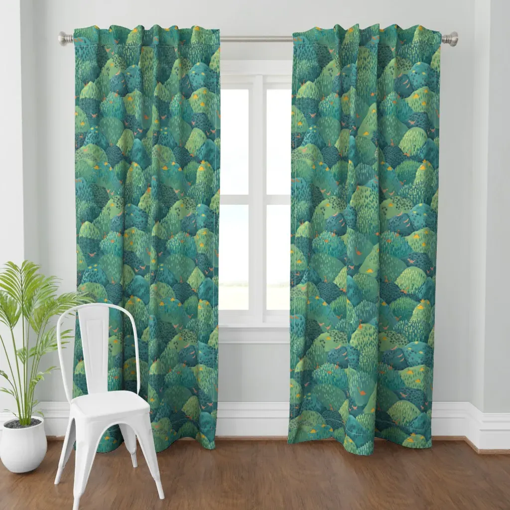 Woodland Dinosaurs Curtain Panel - Teal product