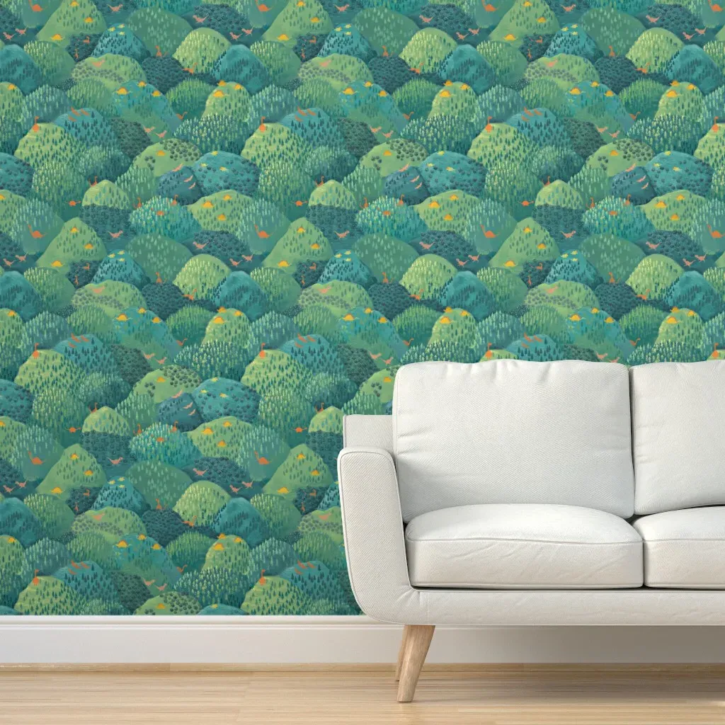 Woodland Dinosaurs Peel and Stick Wallpaper - Green product