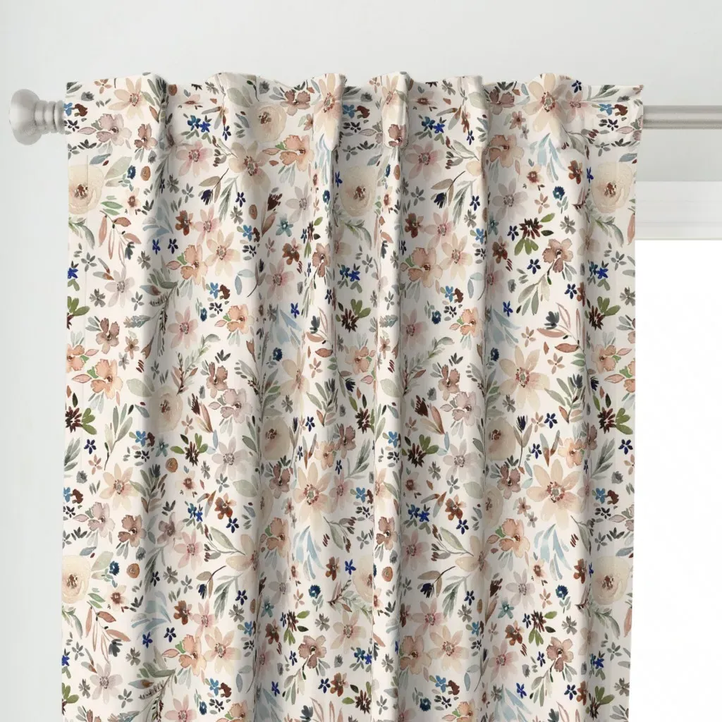 Woodland Floral Curtain Panel - Peach alternate view
