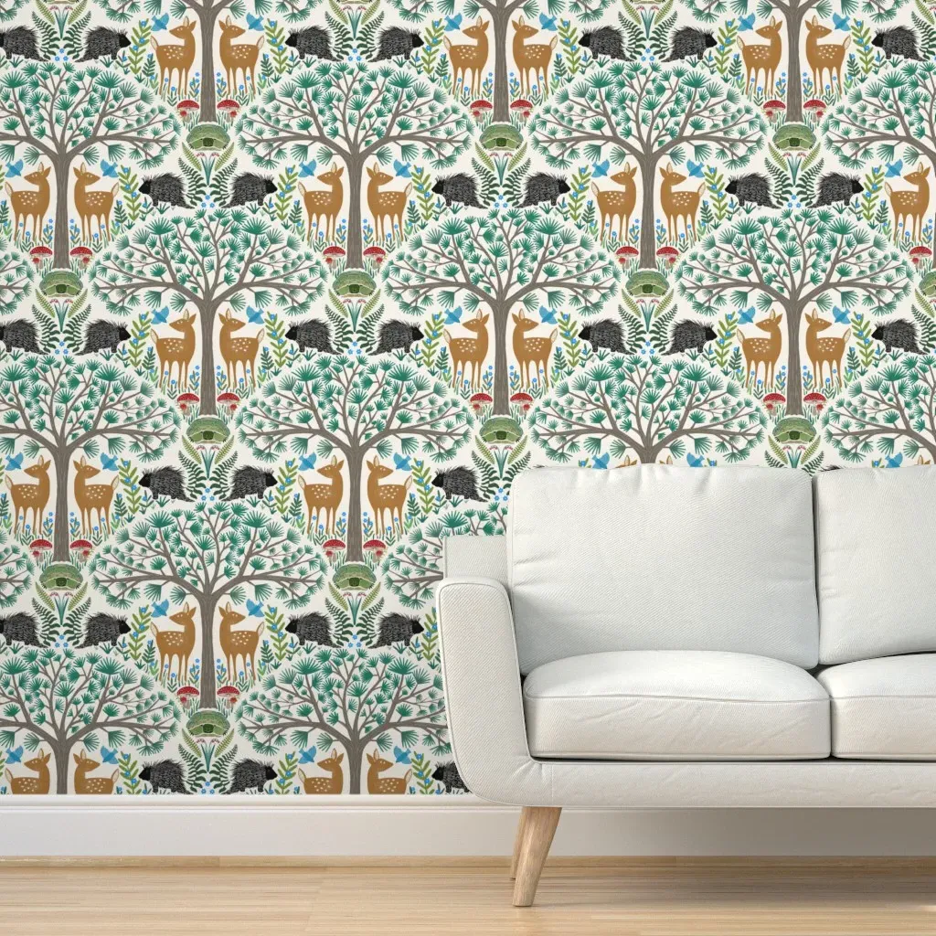 Woodland Forest Peel and Stick Wallpaper - Teal product