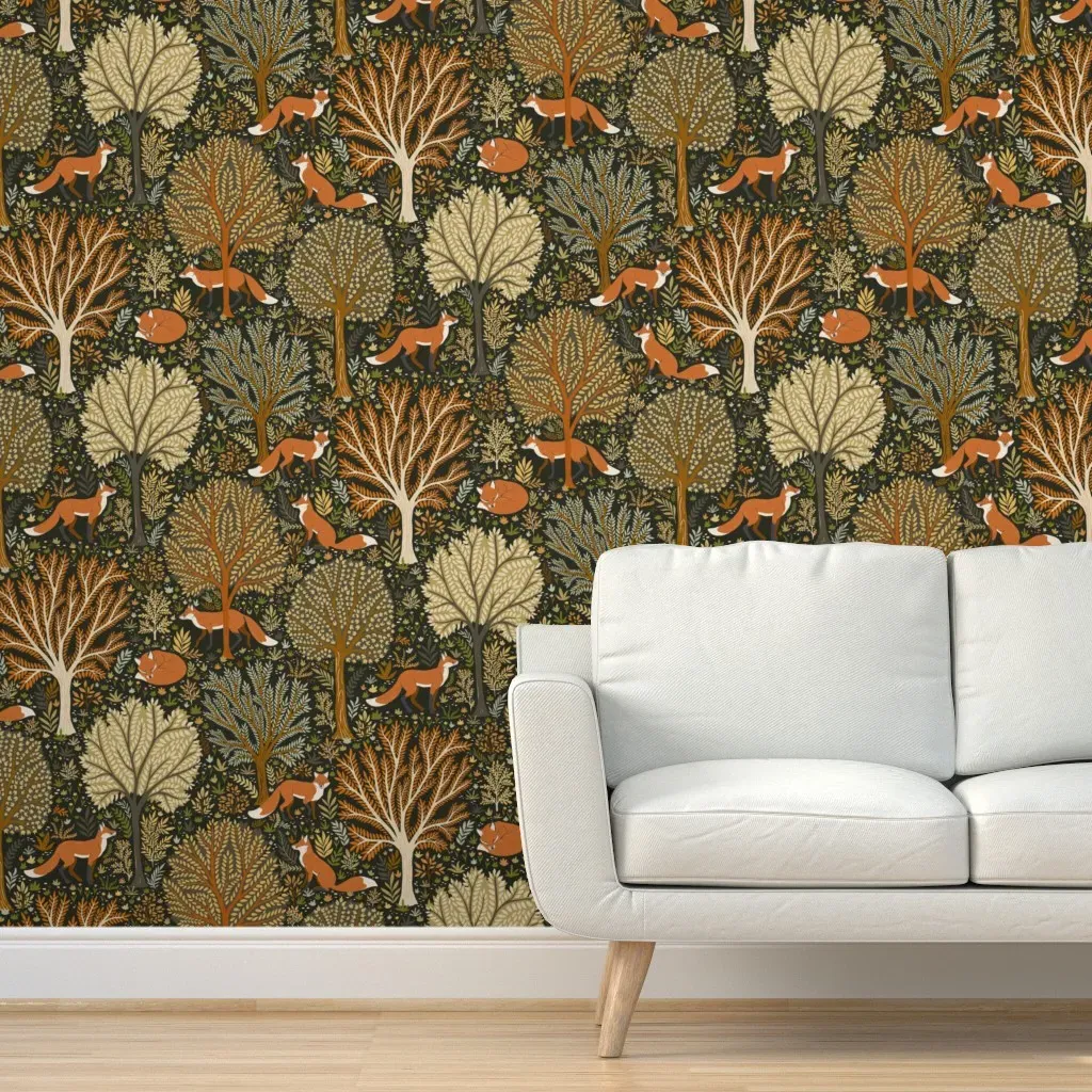 Woodland Fox Peel and Stick Wallpaper - Brown product