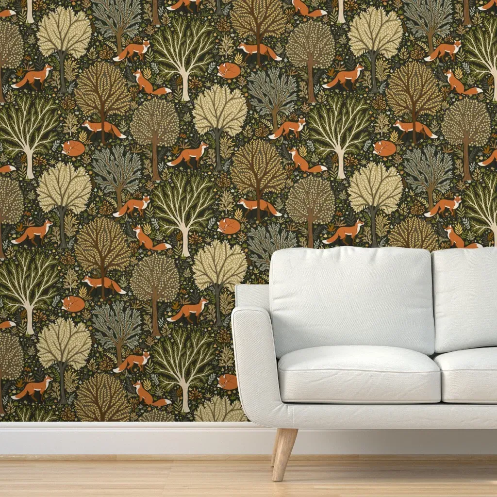 Woodland Fox Peel and Stick Wallpaper - Orange product