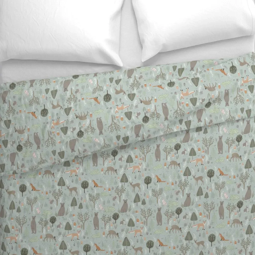 Woodland Friends Duvet Cover - Light Teal alternate view