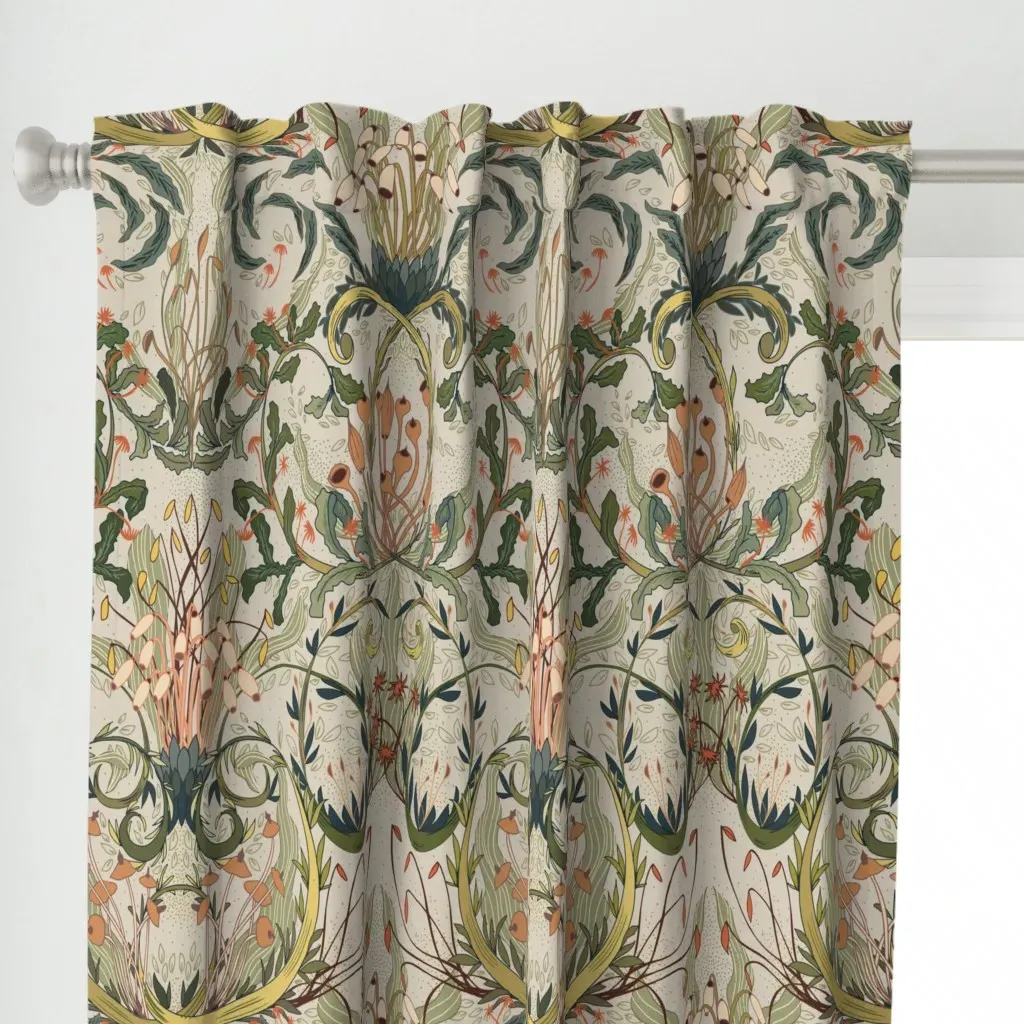 Woodland Moss Beige L Curtain Panel - Green alternate view
