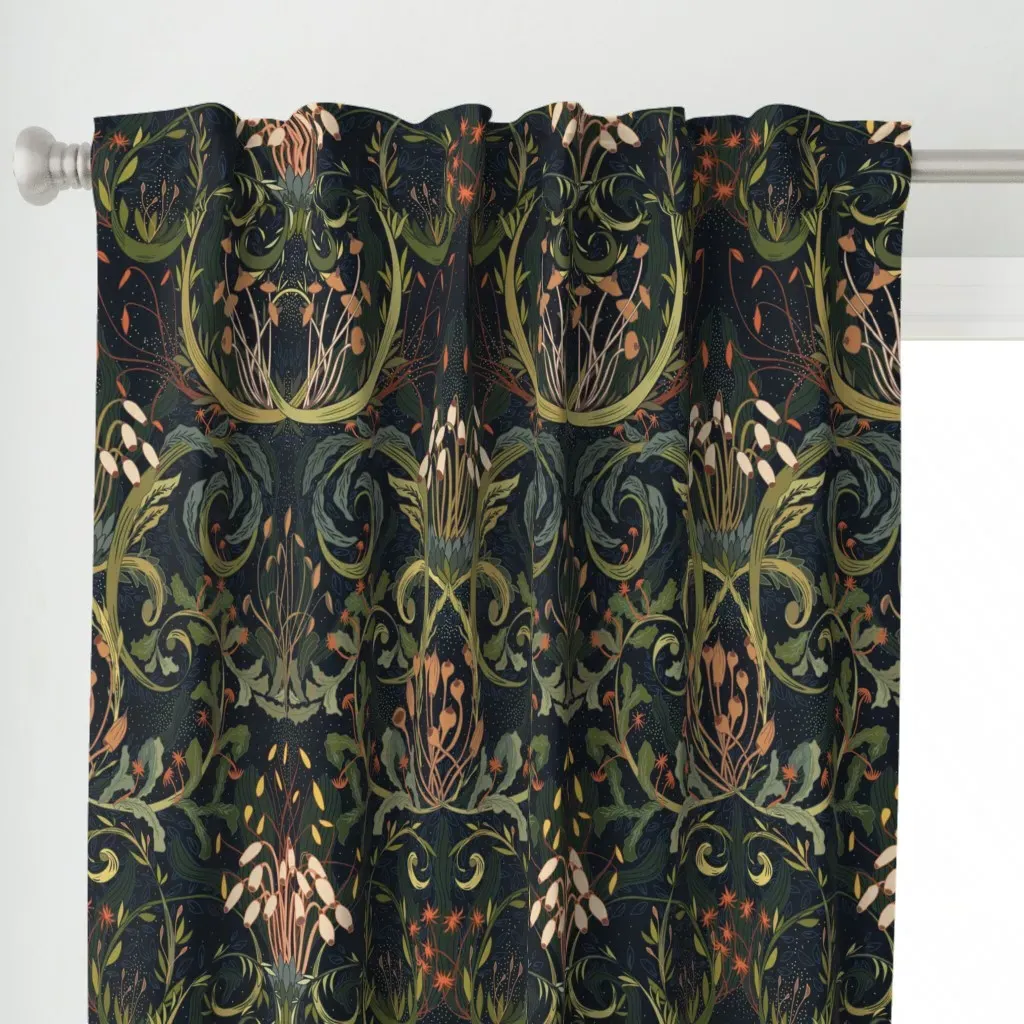 Woodland Moss Dark Curtain Panel - Dark Green alternate view