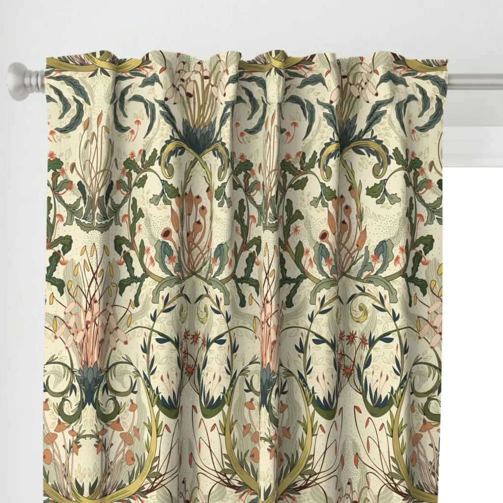 Woodland Moss L Curtain Panel - Cream alternate view