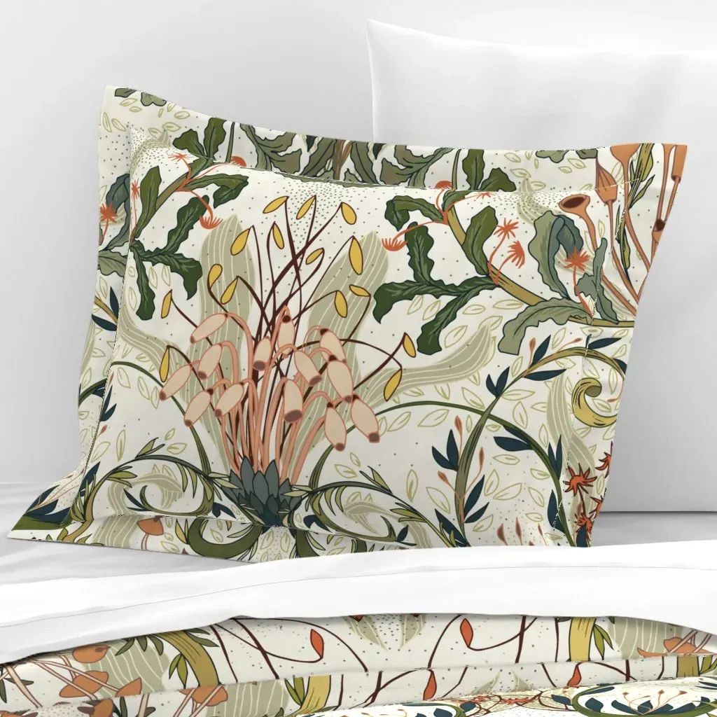 Woodland Moss Standard Flanged Pillowcase - Olive Green, Cotton Sateen product