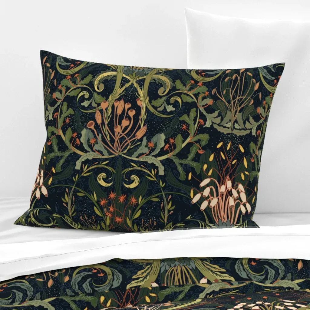 Woodland Moss Standard Pillow Sham - Dark Green, Cotton Sateen product