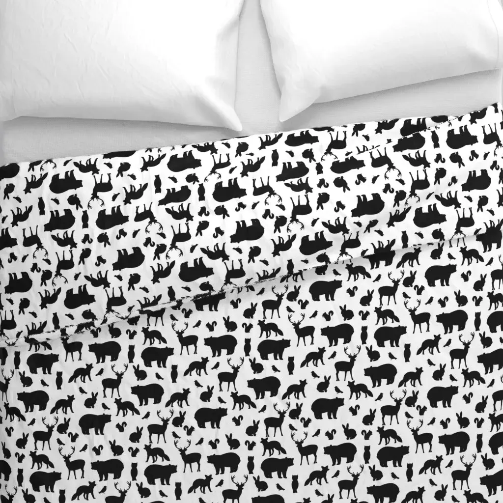 Woodland Party Duvet Cover - Black & White alternate view