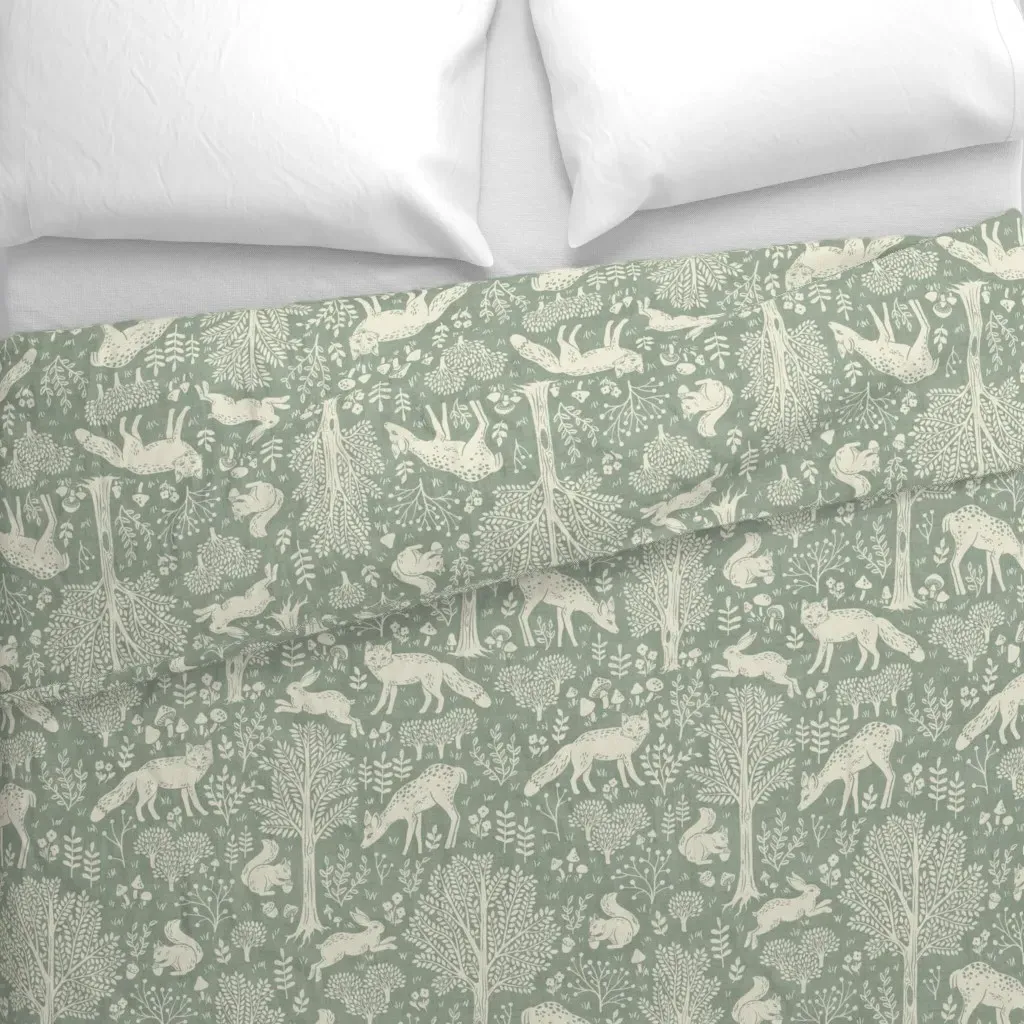 Woodland Story Duvet Cover - Sage Green alternate view