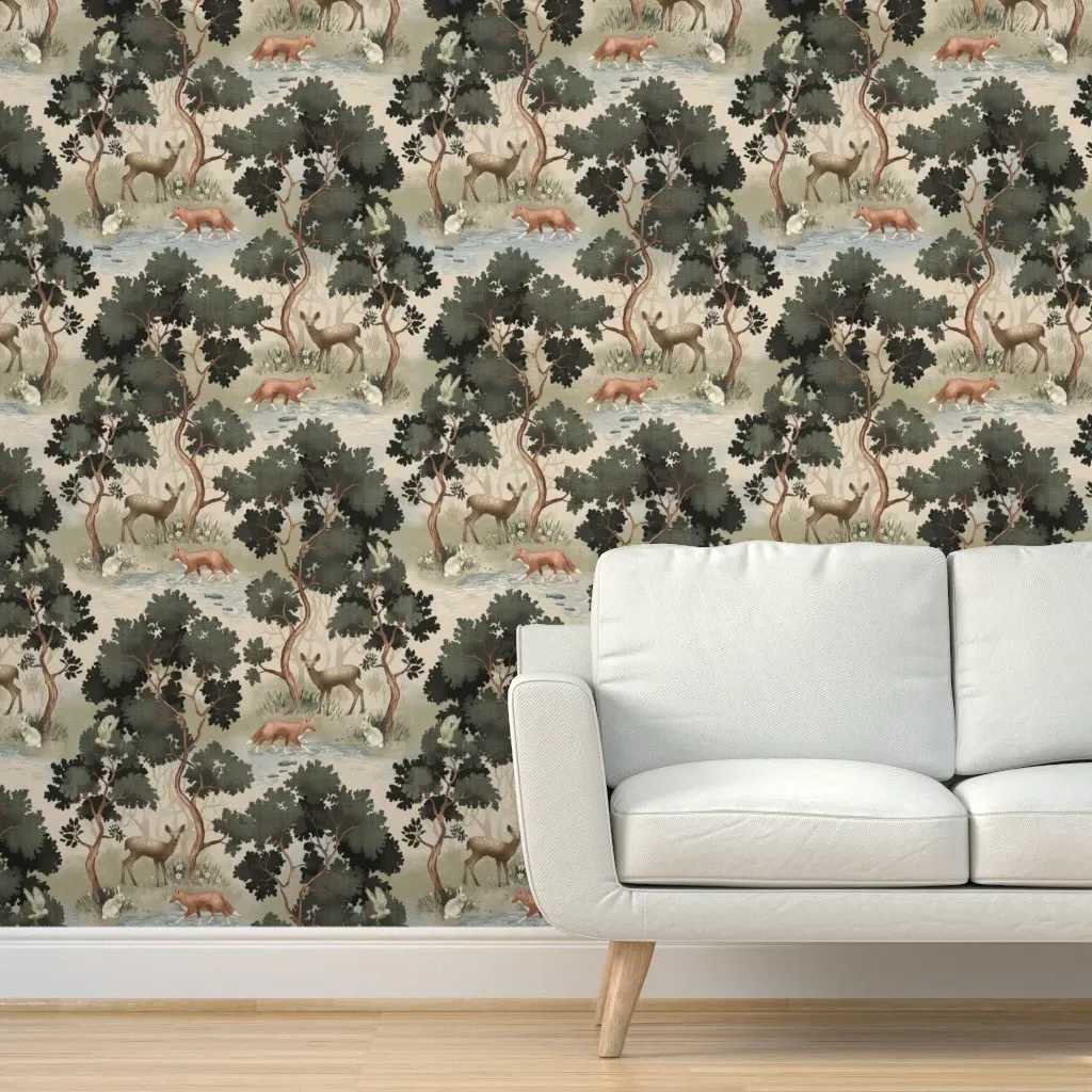 Woodland Tapestry Peel and Stick Wallpaper - Green product