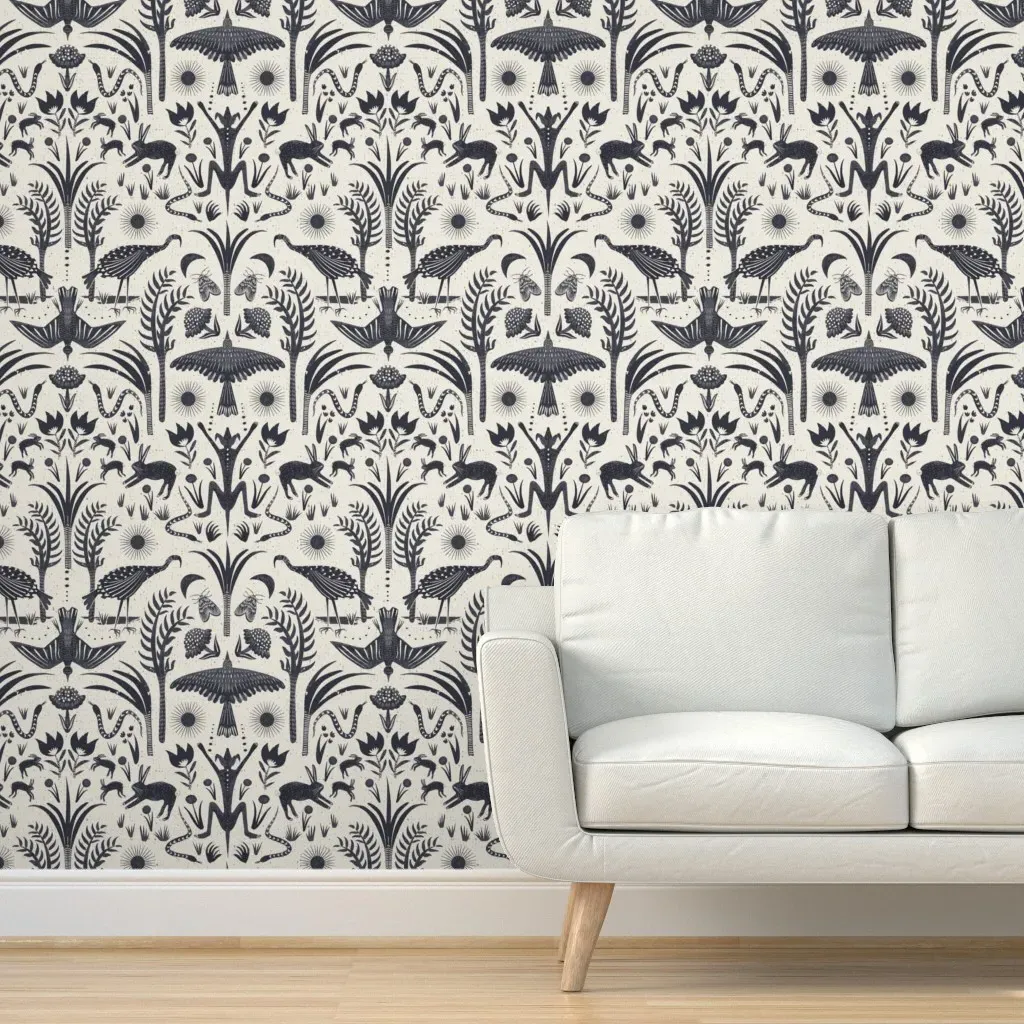Woodland Walk Peel and Stick Wallpaper - Black, Monochrome product