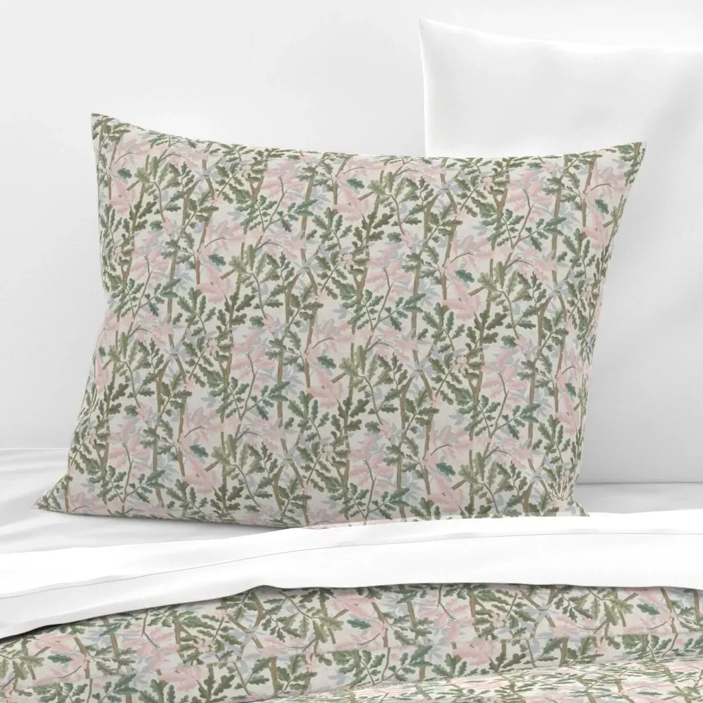 Woodlands Wide Cotton Sateen Pillow Cover - Pink, Cotton product