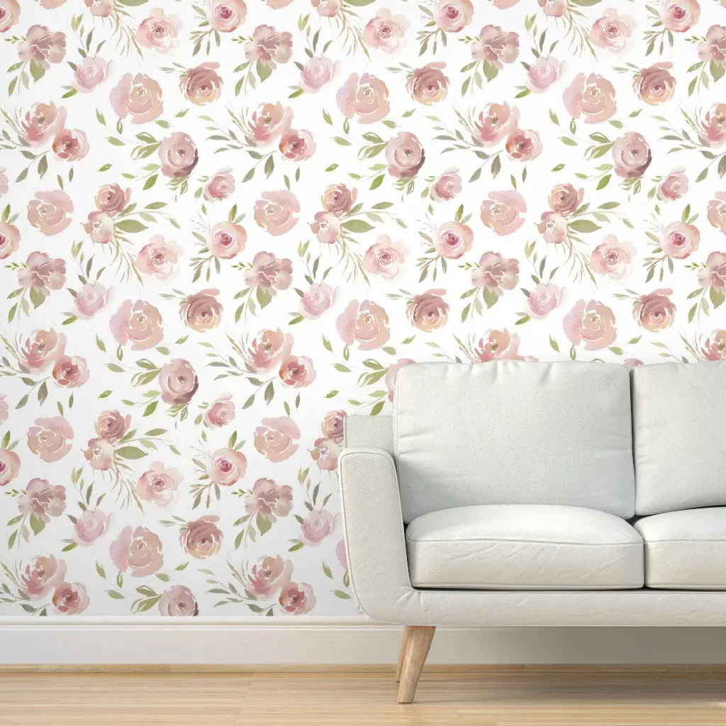 Woodrose Floral Peel and Stick Wallpaper - Blush Pink product