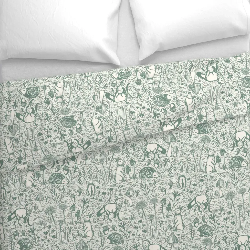 Woods Of Whimsy Woodland Duvet Cover - Sage Green alternate view