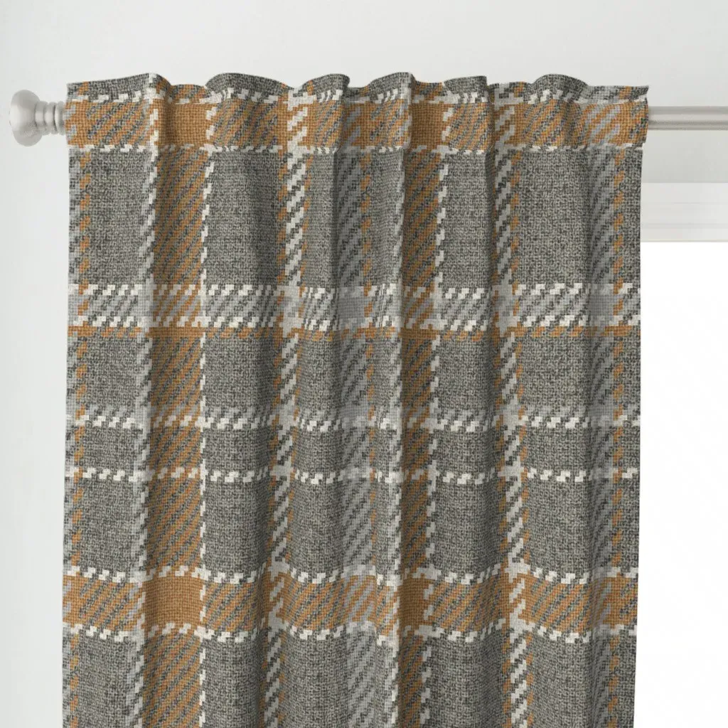 Woolen Flannel Tweed Curtain Panel - Gray alternate view