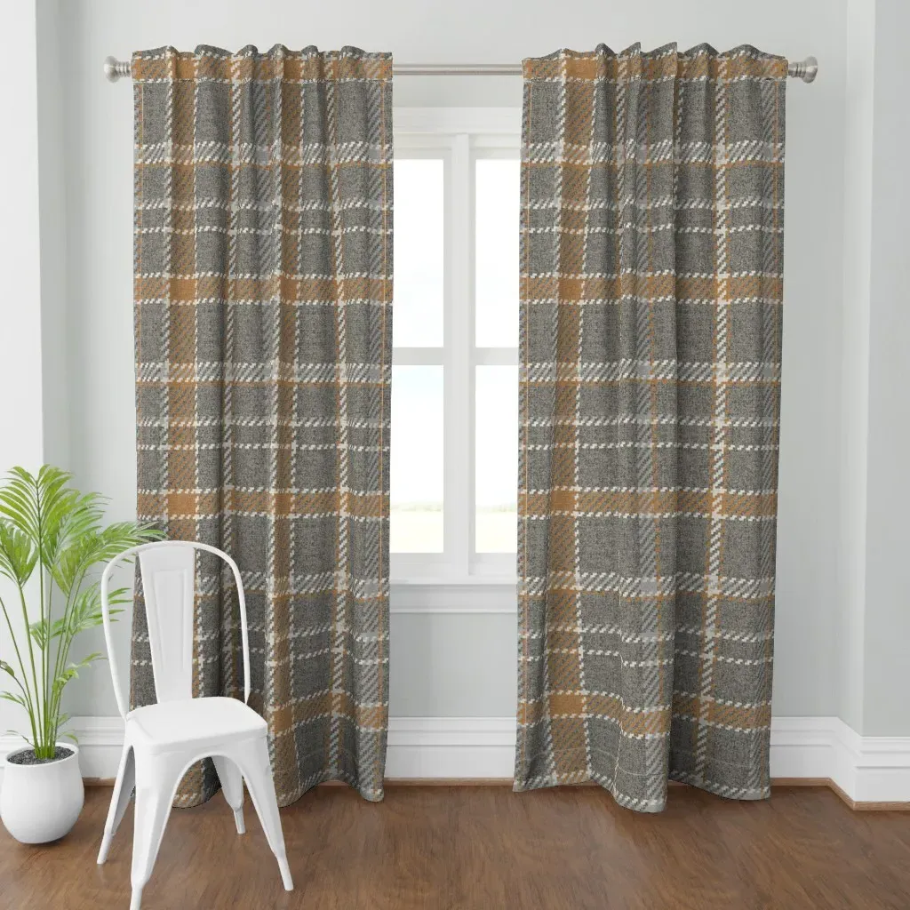 Woolen Flannel Tweed Curtain Panel - Gray product