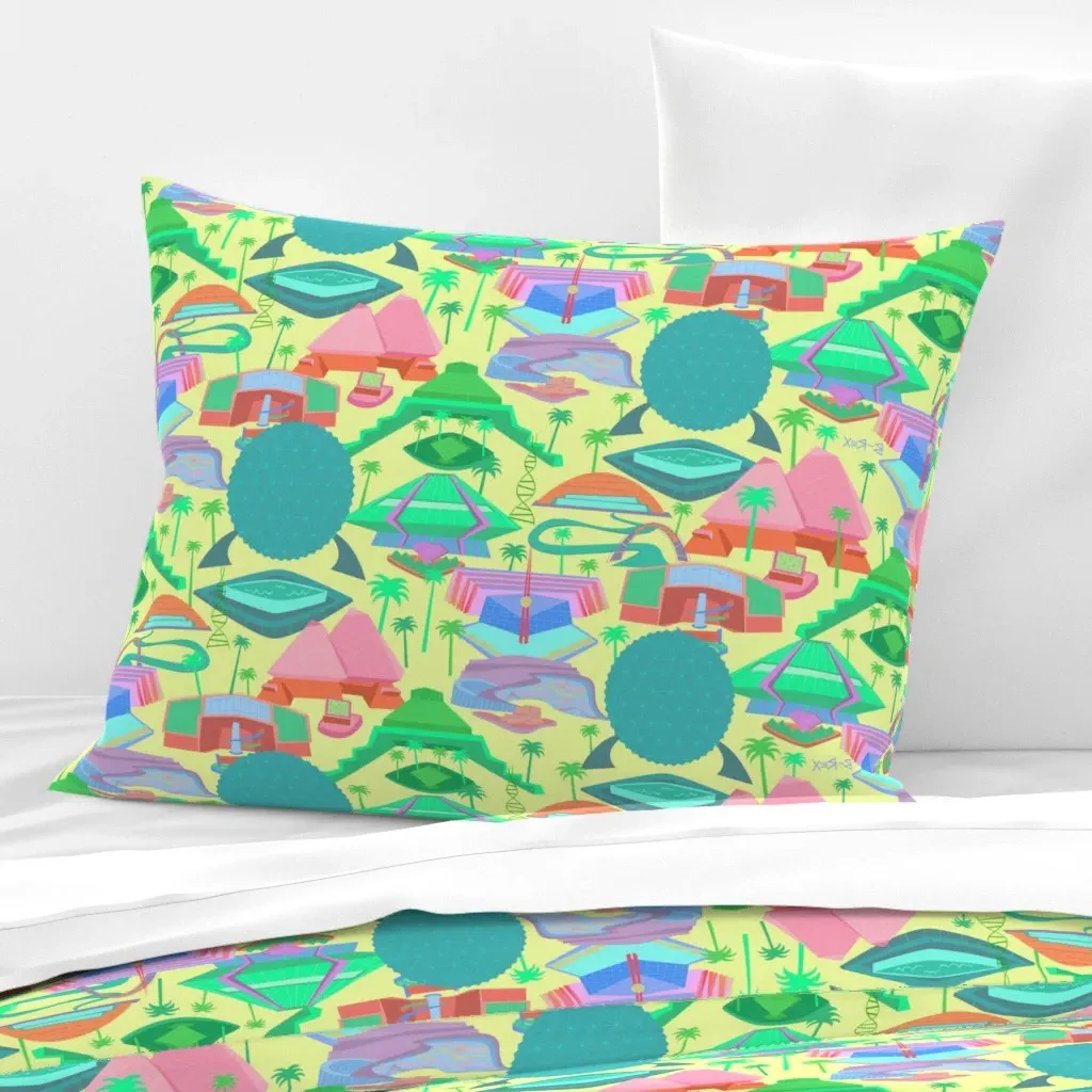 World Of The Future Standard Knife Edge Cushion - Teal, Cotton Sateen product
