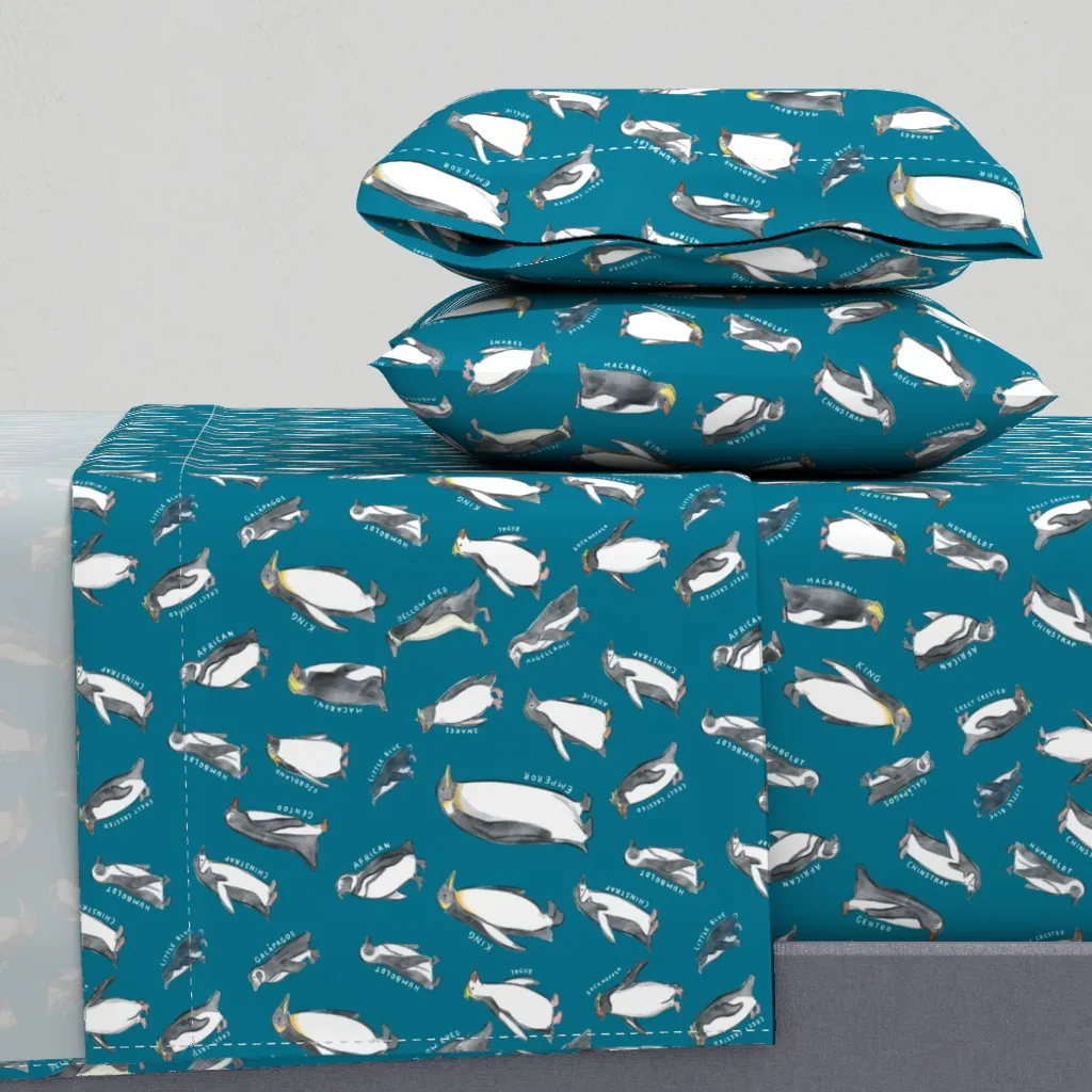World Penguins Twin XL Sheet Set - Teal product