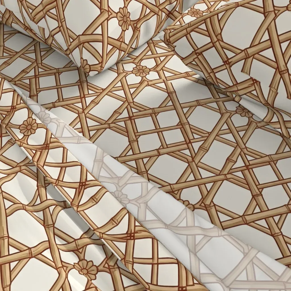 Woven Bamboo Cane Webbing Trellis King Sheet Set - Tan alternate view