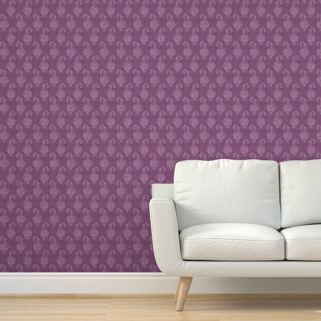 Woven Painted Paisley Peel and Stick Wallpaper - Lilac product