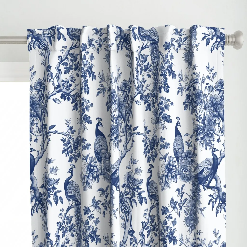 X-Large Peacock Curtain Panel - Blue alternate view