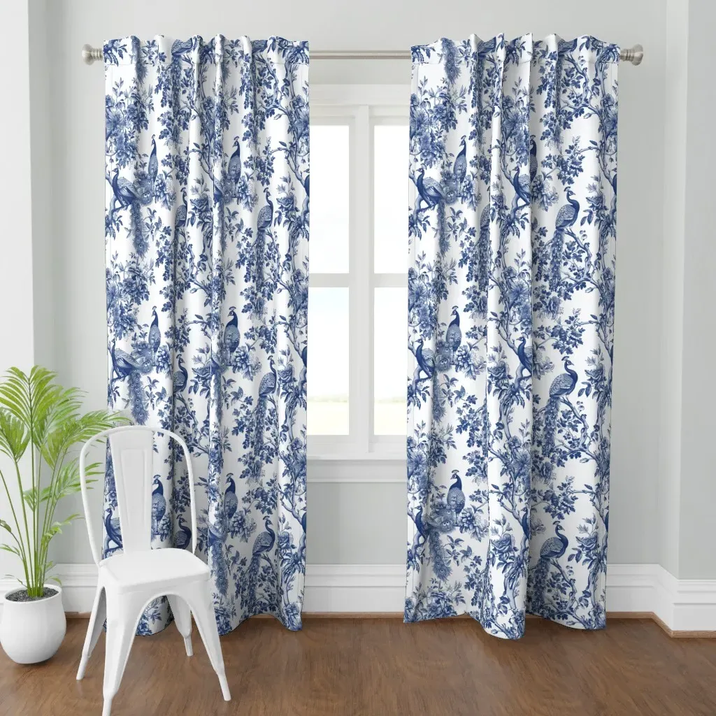 X-Large Peacock Curtain Panel - Blue product