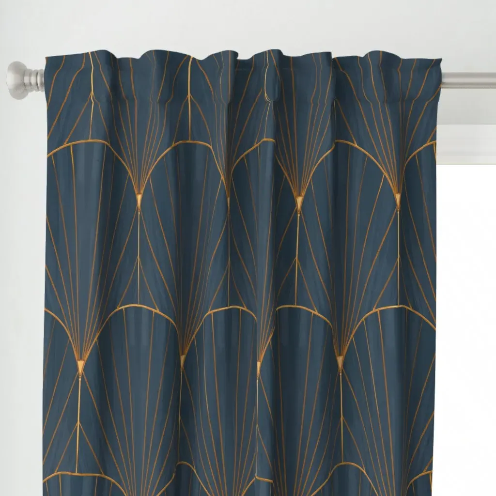 XL 1920s Gilded Art Deco Curtain Panel - Gold alternate view