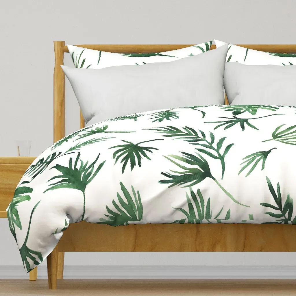 XL Airy Tossed Palm Leaf Frond Duvet Cover - Green product