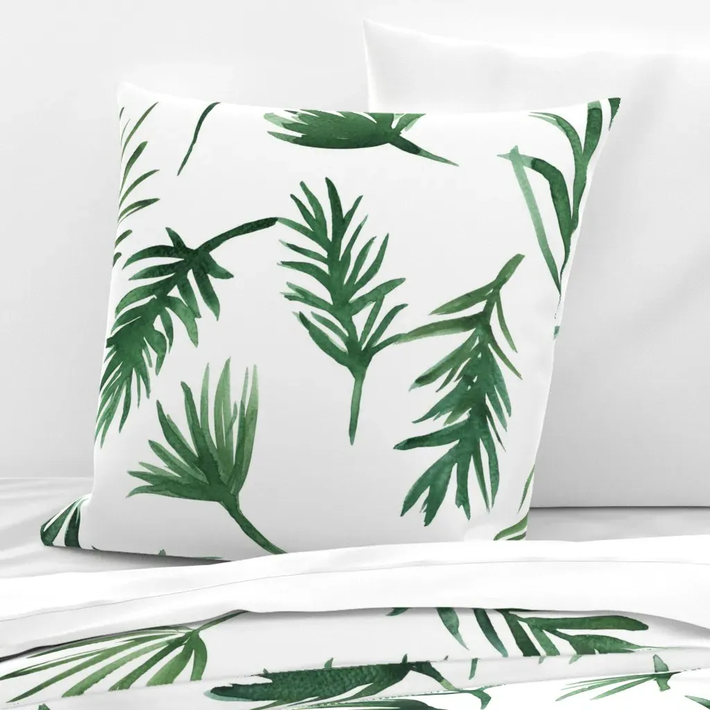 XL Airy Tossed Palm Leaf Tropical Euro Pillow Sham - Green product