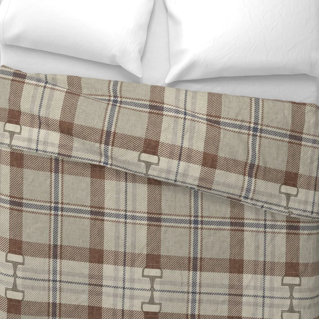 XL Autumn Equestrian Plaid Duvet Cover - Brown alternate view