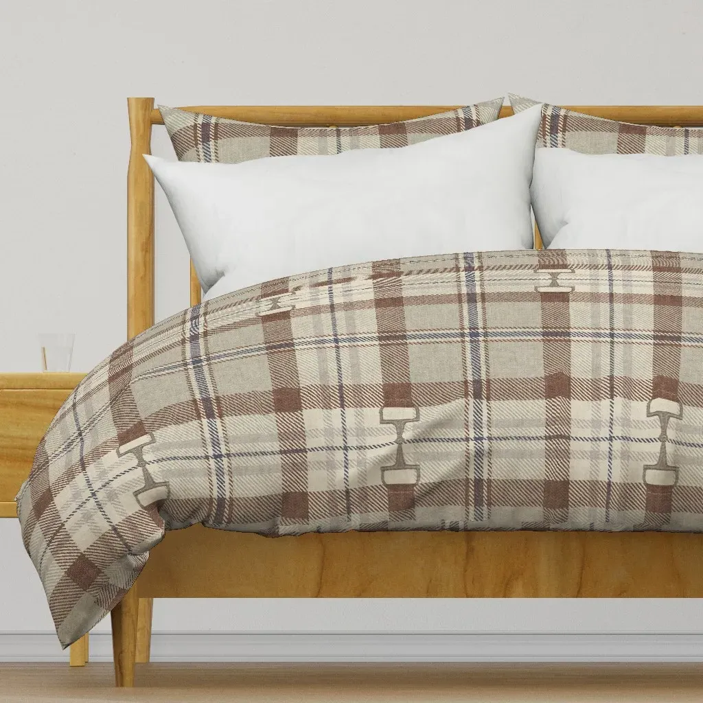 XL Autumn Equestrian Plaid Duvet Cover - Brown product