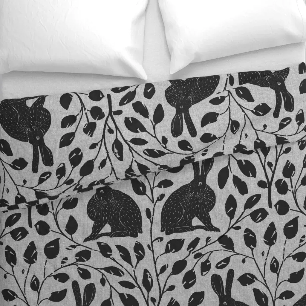 XL Block Print Animal Duvet Cover - Black alternate view
