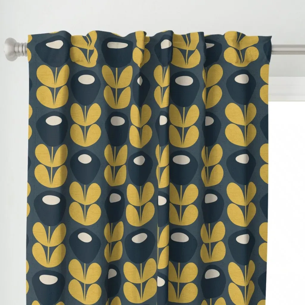 XL Bold Mid-Century Curtain Panel - Mustard Yellow alternate view