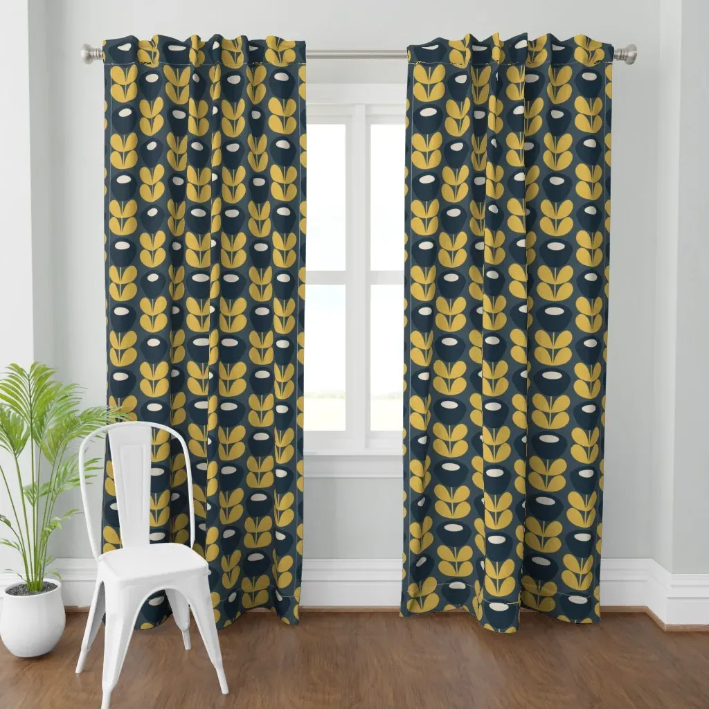 XL Bold Mid-Century Curtain Panel - Mustard Yellow product